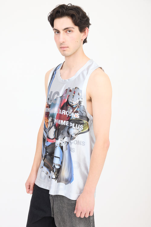 Comme des Garçons Grey & Multicolour Car Logo Tank