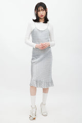 Comme des Garçons Grey & White Silk Polka Dot Dress