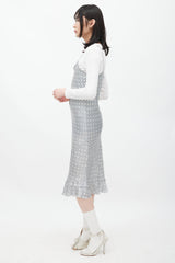 Comme des Garçons Grey & White Silk Polka Dot Dress