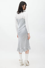 Comme des Garçons Grey & White Silk Polka Dot Dress