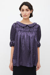 Comme des Garçons Navy & White Polka Dot Top