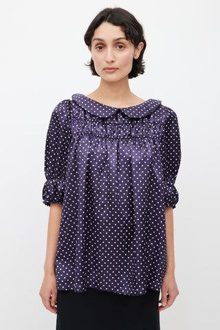 Comme des Garçons Navy & White Polka Dot Top