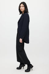 Comme des Garçons Navy Wool Quilted Blazer
