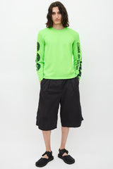 Comme des Garçons Neon Green & Black Logo Top