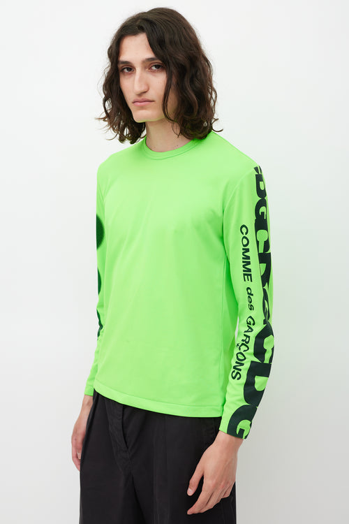 Comme des Garçons Neon Green & Black Logo Top