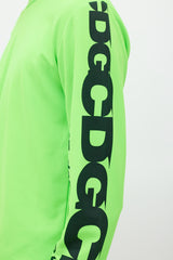 Comme des Garçons Neon Green & Black Logo Top