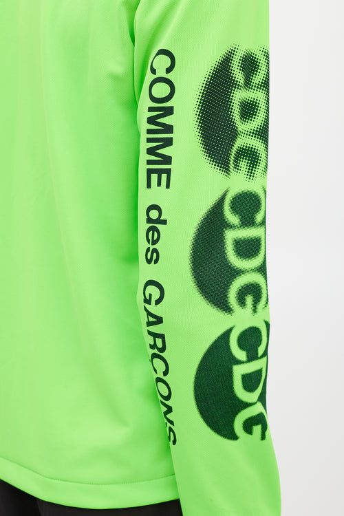 Comme des Garçons Neon Green & Black Logo Top