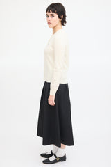 Comme des Garçons Play Cream Wool Patch Logo Cardigan