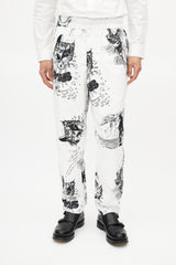 Comme des Garçons SHIRT White & Black Comic Print Trouser