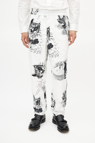 Comme des Garçons SHIRT White & Black Comic Print Trouser