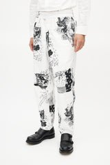 Comme des Garçons SHIRT White & Black Comic Print Trouser