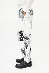 Comme des Garçons SHIRT White & Black Comic Print Trouser