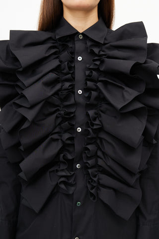 Comme des Garçons SS 2020 Black Ruffle Shirt Dress