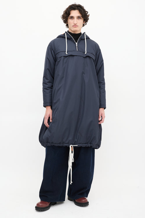 Comme des Garçons Shirt Boys Navy Quarter Zip Long Padded Coat