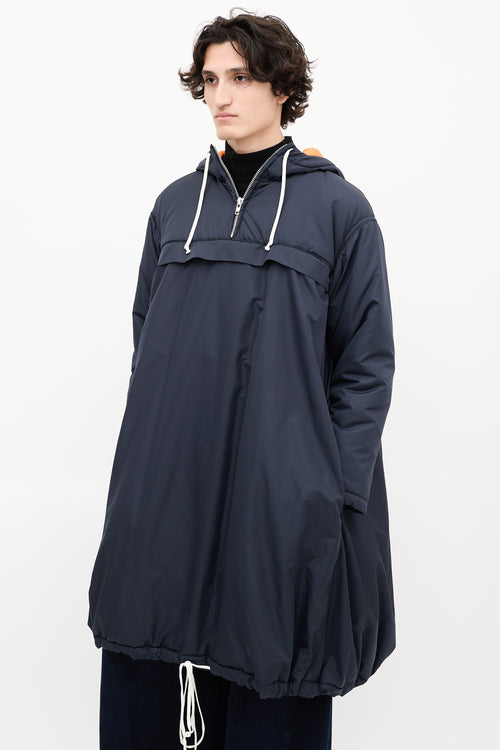 Comme des Garçons Shirt Boys Navy Quarter Zip Long Padded Coat