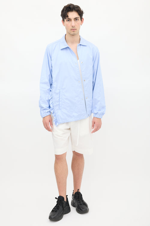 Comme des Garçons Light Blue Cotton Ruffled Asymmetric Jacket