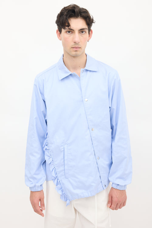 Comme des Garçons Light Blue Cotton Ruffled Asymmetric Jacket