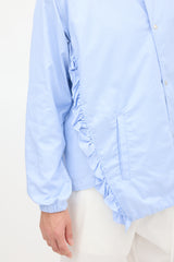 Comme des Garçons Light Blue Cotton Ruffled Asymmetric Jacket