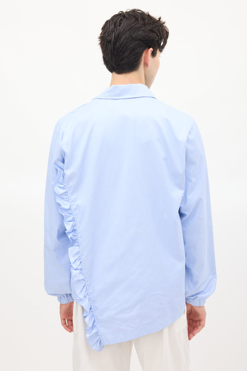 Comme des Garçons Light Blue Cotton Ruffled Asymmetric Jacket