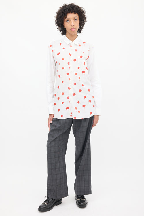 Comme des Garçons Shirt White & Red Cotton Polka Dot Shirt