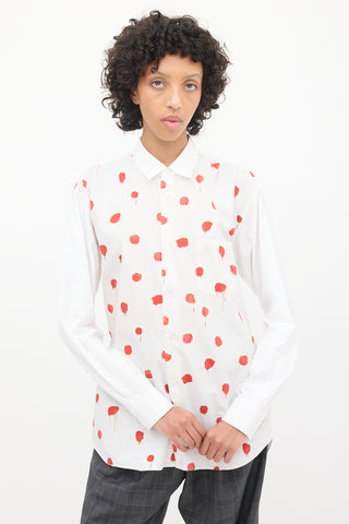 Comme des Garçons Shirt White & Red Cotton Polka Dot Shirt