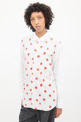 Comme des Garçons Shirt White & Red Cotton Polka Dot Shirt