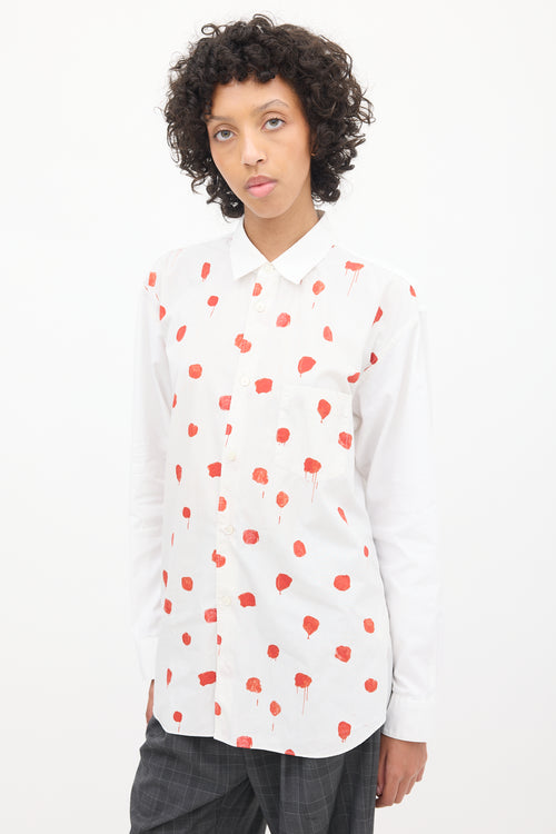 Comme des Garçons Shirt White & Red Cotton Polka Dot Shirt