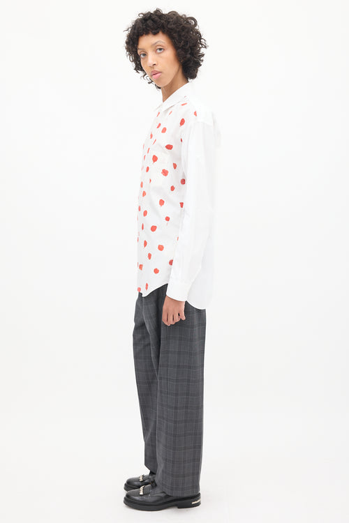 Comme des Garçons Shirt White & Red Cotton Polka Dot Shirt