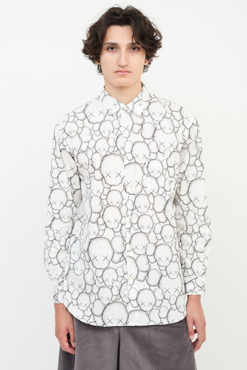 Comme des Garçons Shirt X Kaws White & Black Printed One Pocket Shirt