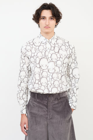 Comme des Garçons Shirt X Kaws White & Black Printed One Pocket Shirt