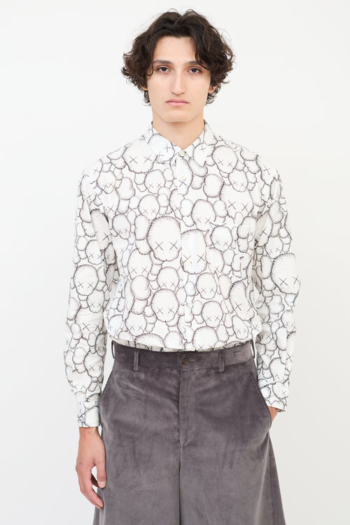 Comme des Garçons Shirt X Kaws White & Black Printed One Pocket Shirt