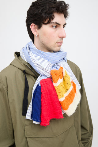 Comme des Garçons Striped Cotton & Knit Scarf