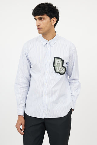 Comme des Garcons White & Blue Rubberized Logo Shirt