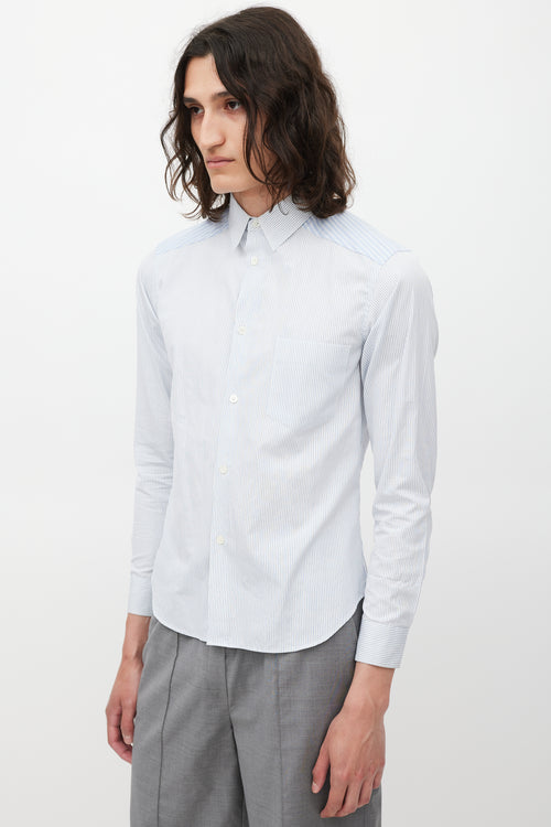 Comme des Garçons White & Blue Striped Shirt