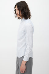 Comme des Garçons White & Blue Striped Shirt