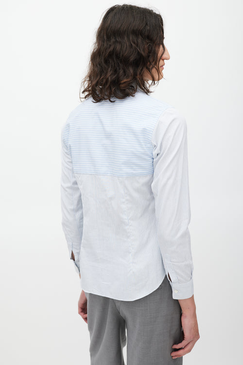 Comme des Garçons White & Blue Striped Shirt
