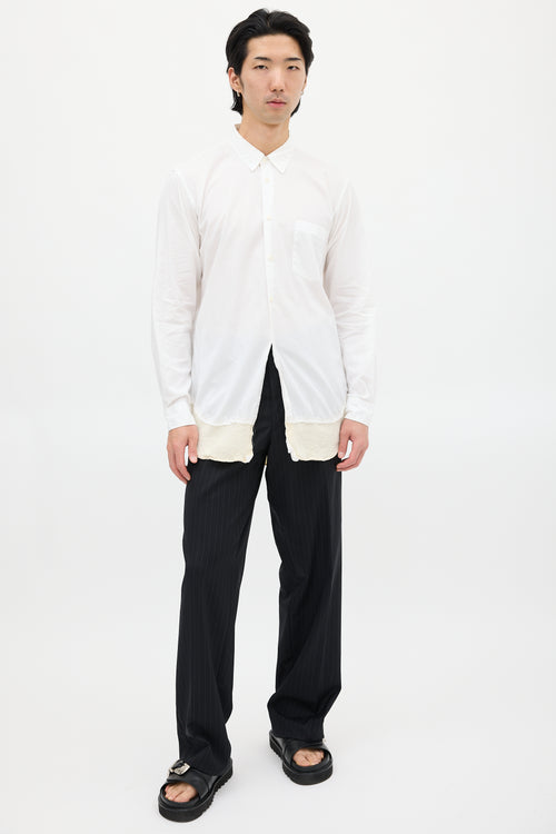 Comme des Garçons White & Cream Wool Panel Shirt