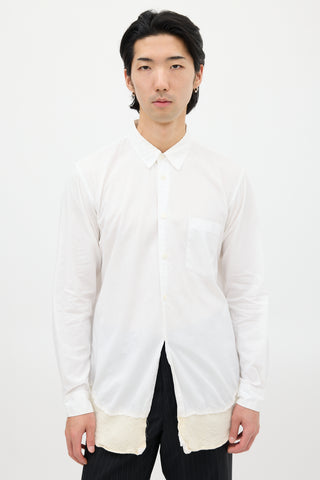 Comme des Garçons White & Cream Wool Panel Shirt