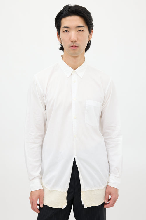 Comme des Garçons White & Cream Wool Panel Shirt