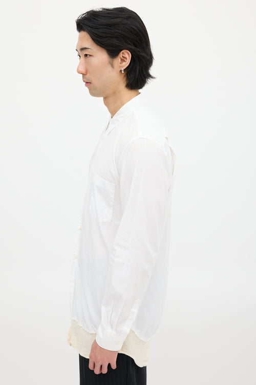Comme des Garçons White & Cream Wool Panel Shirt