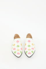 Comme des Garçons White Leather & Multi Embroidered Loafer