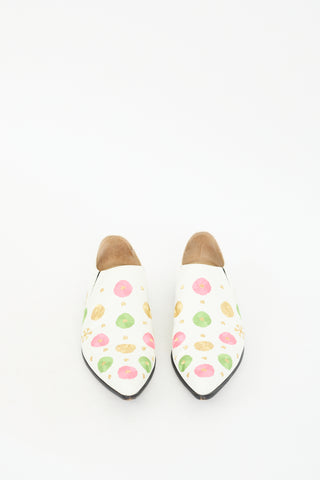 Comme des Garçons White Leather & Multi Embroidered Loafer