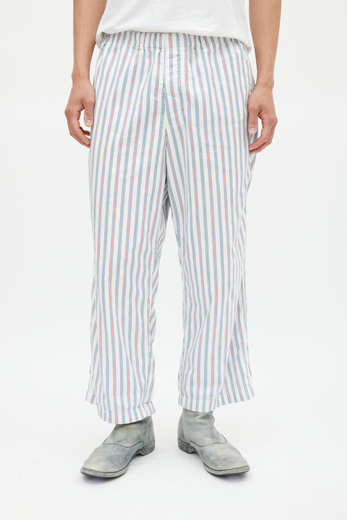 Comme des Garçons White & Multicolour Striped Trouser