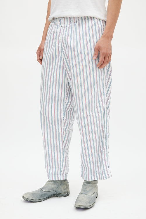 Comme des Garçons White & Multicolour Striped Trouser
