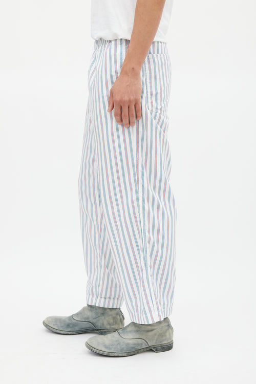 Comme des Garçons White & Multicolour Striped Trouser