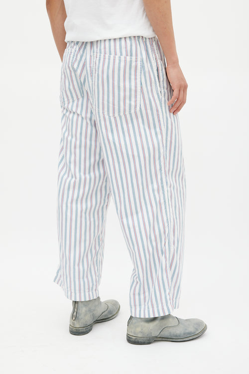 Comme des Garçons White & Multicolour Striped Trouser