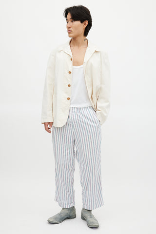 Comme des Garçons White & Multicolour Striped Trouser