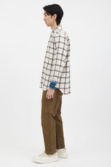 Comme des Garçons White & Pink Plaid Corduroy Shirt