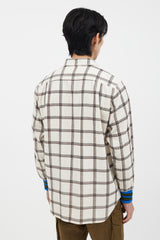 Comme des Garçons White & Pink Plaid Corduroy Shirt