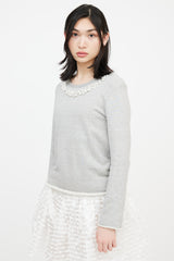 Comme des Garçons X Jupe Grey Pearl Embellished Crewneck Sweater